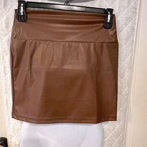 Brown faux leather mini